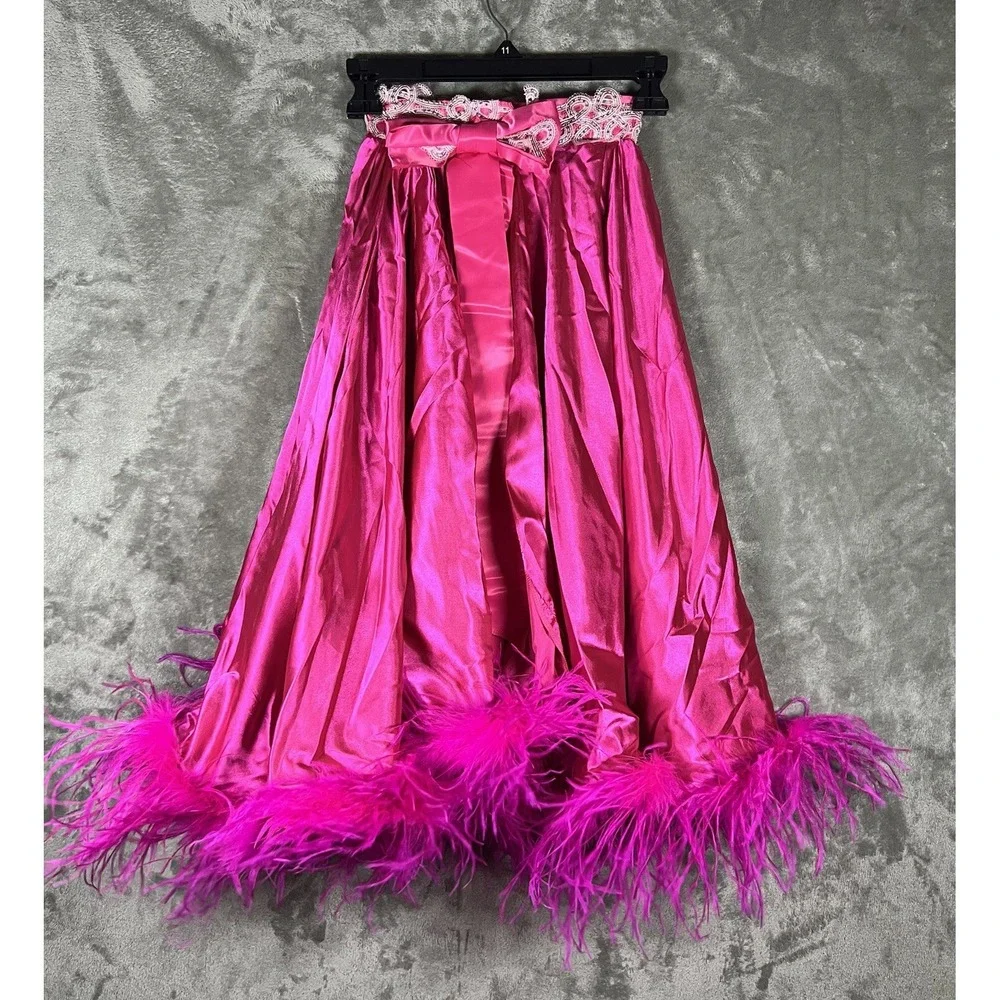 Weissman dance costume Skirt Only child small SC Sequins Feathers‎ Pink Bow Solo